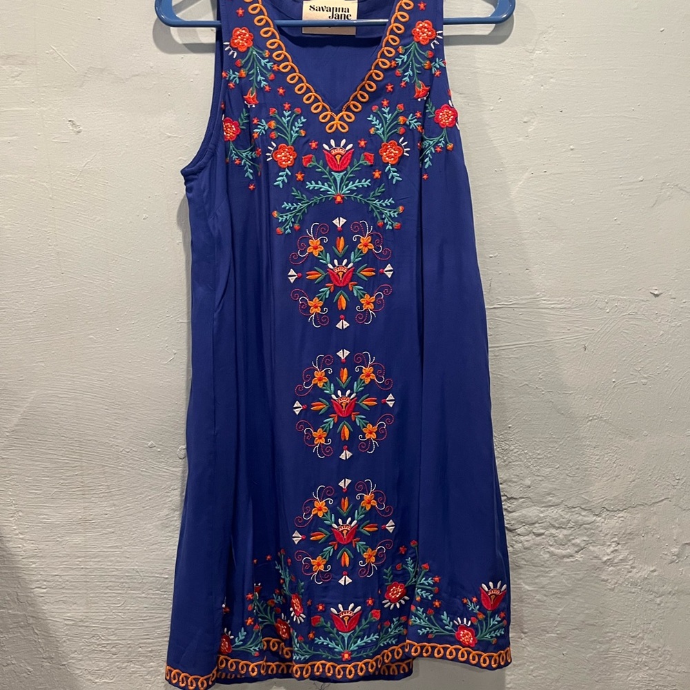 Never worn floral embroidered vneck dress